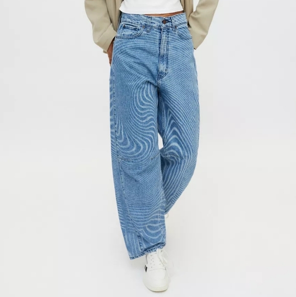 Urban Outfitters BDG Extreme Baggy Jean Psychedelic Wavy Print - Picture 2 of 16